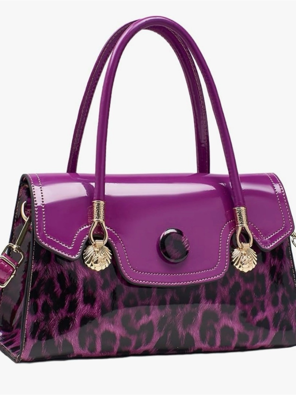 Brand New 💜 Purple Leopard Patent Satchel Handbag